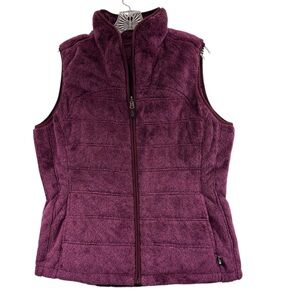 The North Face Women’s Reversible Vest Burgundy Full Zip Fur Jacket Sz Large
